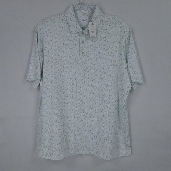 Bermuda Sands Shirt Men Large White Polo Golf Flag Print Clive UPF Performance - Picture 1 of 16